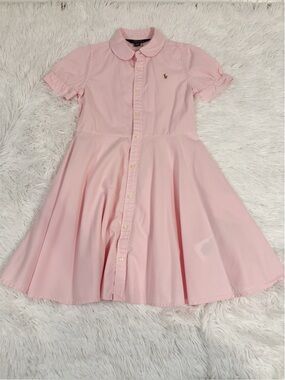 Ralph Lauren Light Pink Button-Front Shirt Dress short sleeve